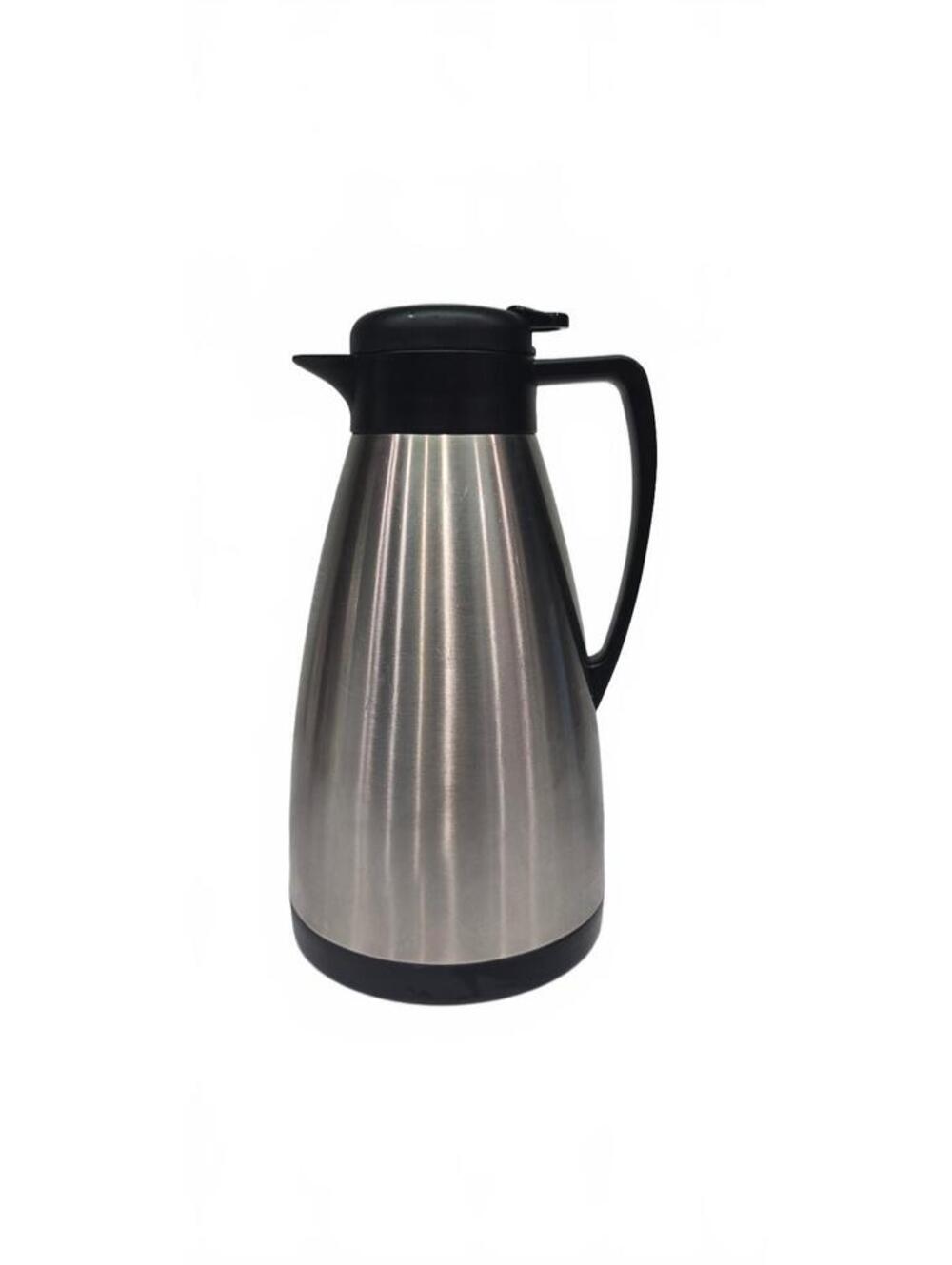 Stainless Steel Thermal Coffee Carafe with Black Handle and Lid